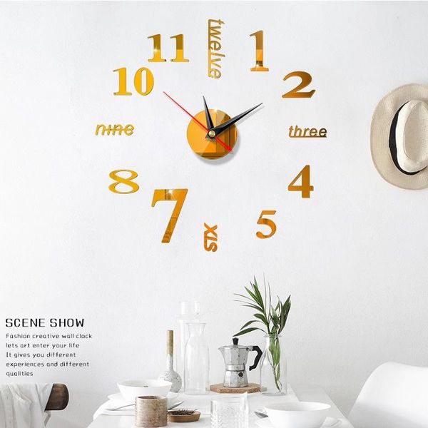 3d diy large wall clock modern design silent wall sticker clock acrylic mirror self adhesive wall clocks living room home decor
3d diy large wall clock modern design silent wall sticker clock acrylic mirror self adhesive wall clocks living room home decor