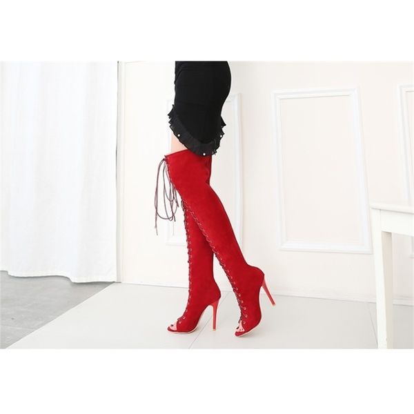 2020 new cross-strapped red toe open woman will see on the knee women high-heeled boots 252e, Black
2020 new cross-strapped red toe open woman will see on the knee women high-heeled boots 252e, Black
