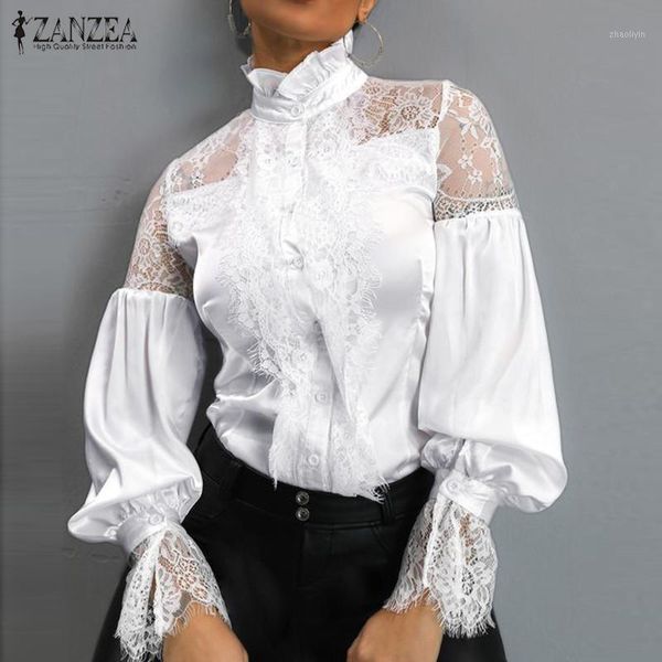 2020 zanzea women's ruffle blouse elegant lace patchwork long sleeve shirts female work blusas oversized casual tunic1, White
2020 zanzea women's ruffle blouse elegant lace patchwork long sleeve shirts female work blusas oversized casual tunic1, White