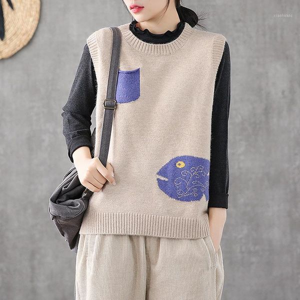 johnature 2019 new simple comfortable all-match o-neck pullovers knitwear sweater vest autumn winter leisure retro women vest1, White;black
johnature 2019 new simple comfortable all-match o-neck pullovers knitwear sweater vest autumn winter leisure retro women vest1, White;black