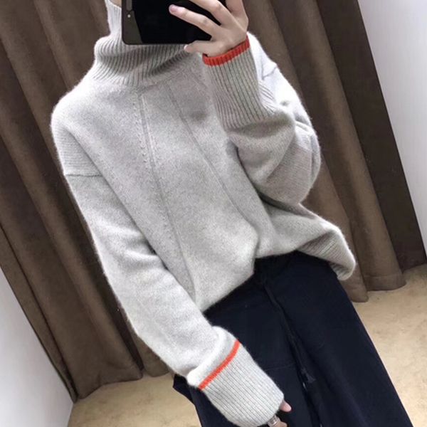 2021 new thick cashmere turtleneck sweater women autumn winter korea oversized streetwear pull femme hiver knitted pullover jumper uj58, Black;gray
2021 new thick cashmere turtleneck sweater women autumn winter korea oversized streetwear pull femme hiver knitted pullover jumper uj58, Black;gray