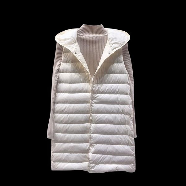 down vest female long section 2020 autumn and winter light hooded vest shoulder, Black
down vest female long section 2020 autumn and winter light hooded vest shoulder, Black