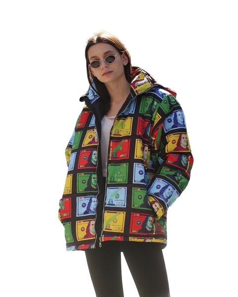 women down jacket windproof fashion winter warm banknote printing dyeing bread jacket hooded cotton padded jackets outerwear coats f110305, White
women down jacket windproof fashion winter warm banknote printing dyeing bread jacket hooded cotton padded jackets outerwear coats f110305, White