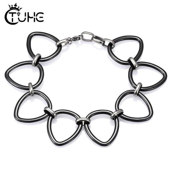 charm bracelets women's bracelet bangle for women men black white ceramic steel link chain jewelry 2021 trend couple christmas gifts, Golden;silver
charm bracelets women's bracelet bangle for women men black white ceramic steel link chain jewelry 2021 trend couple christmas gifts, Golden;silver