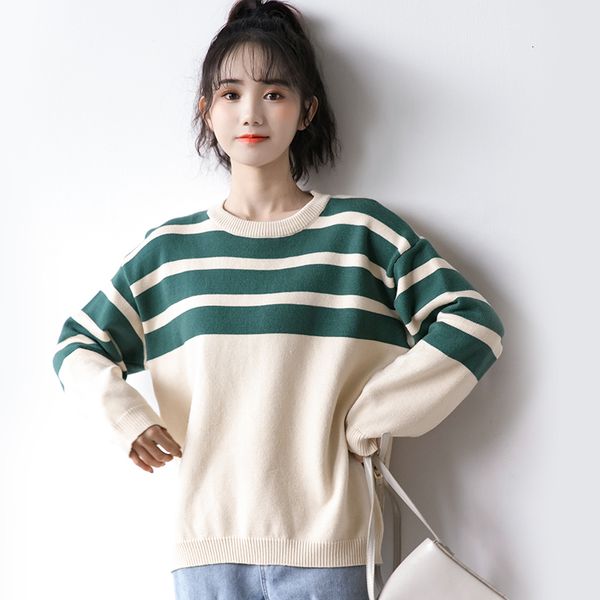 2021 new striped autumn female sweater loose around the neck jumper based on long mesh xi85, White;black
2021 new striped autumn female sweater loose around the neck jumper based on long mesh xi85, White;black
