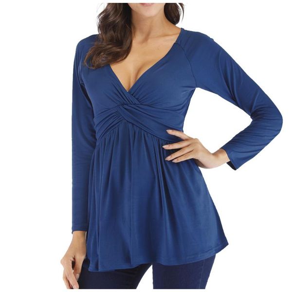 women's blouses & shirts woman 2021 blouse women fashion ruched casual solid v-neck loose long sleeve pullover blusas mujer de moda, White
women's blouses & shirts woman 2021 blouse women fashion ruched casual solid v-neck loose long sleeve pullover blusas mujer de moda, White