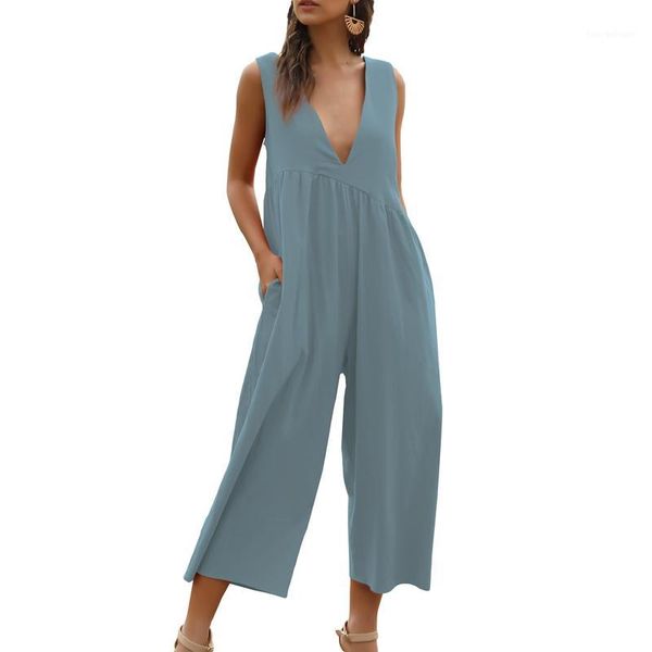 women's jumpsuits & rompers summer wide leg solid color sleeveless v-neck halter female casual loose pocket jumpsuit1, Black;white
women's jumpsuits & rompers summer wide leg solid color sleeveless v-neck halter female casual loose pocket jumpsuit1, Black;white