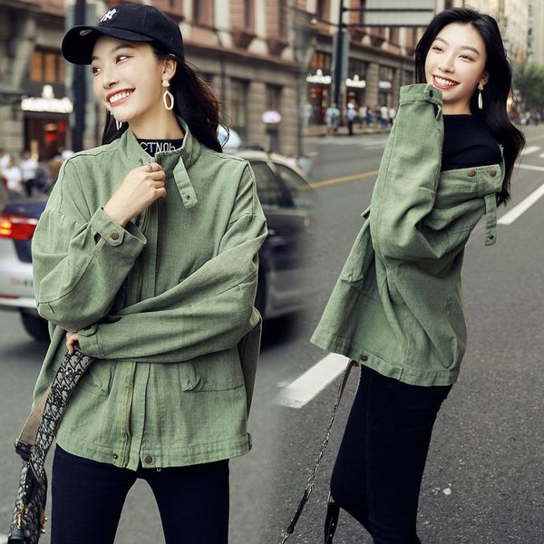 short jacket 2020 new long-sleeved fashion solid ladies coat loose wild korean stand collar women's jacket w241, Black;brown
short jacket 2020 new long-sleeved fashion solid ladies coat loose wild korean stand collar women's jacket w241, Black;brown