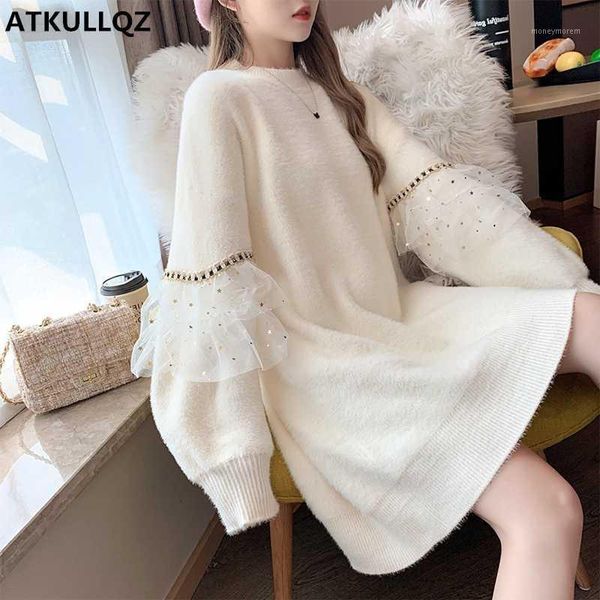 women's sweaters high-quality imitation mink wool sweater women's hedging 2021 spring clothing in the long section of wild girl st, White;black
women's sweaters high-quality imitation mink wool sweater women's hedging 2021 spring clothing in the long section of wild girl st, White;black
