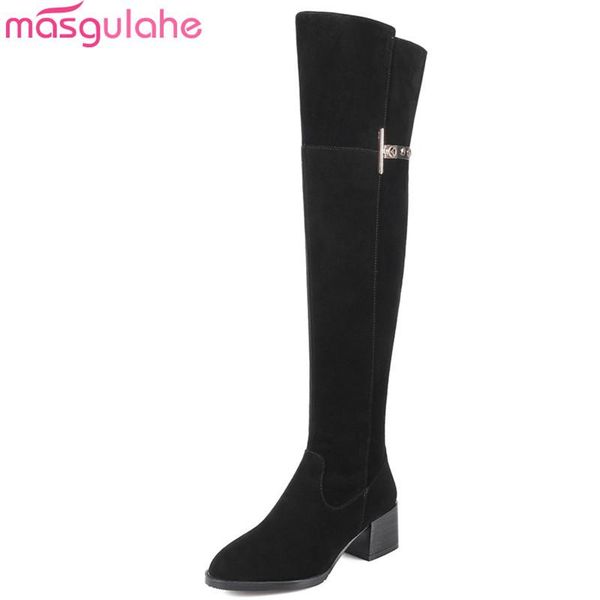 masgulahe 2020 cow suede leather boots thick heels over the knee boots for women autumn winter thigh high botas size 34-43, Black
masgulahe 2020 cow suede leather boots thick heels over the knee boots for women autumn winter thigh high botas size 34-43, Black