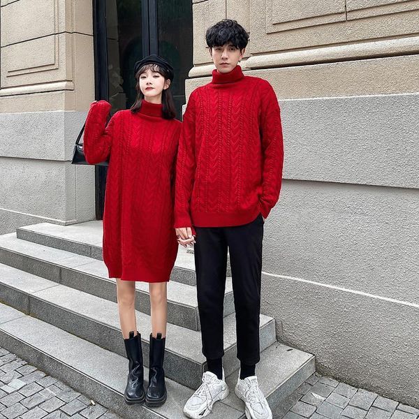 couples loose knitted pullover sweater dress and 2020 autumn winter turtleneck long sleeve oversize jumper red pull lovers1, White;black
couples loose knitted pullover sweater dress and 2020 autumn winter turtleneck long sleeve oversize jumper red pull lovers1, White;black