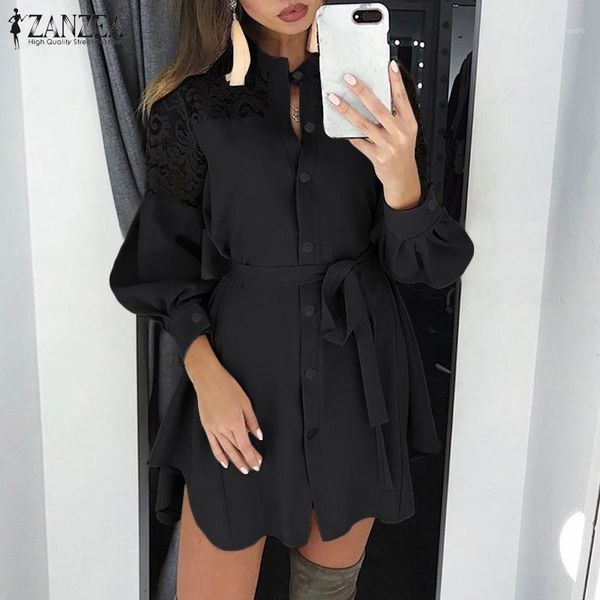 2020 zanzea spring solid long shirt dress fashion lace patchwork party mini sundress women long sleeve belt short vestidos tunic1, Black;gray
2020 zanzea spring solid long shirt dress fashion lace patchwork party mini sundress women long sleeve belt short vestidos tunic1, Black;gray