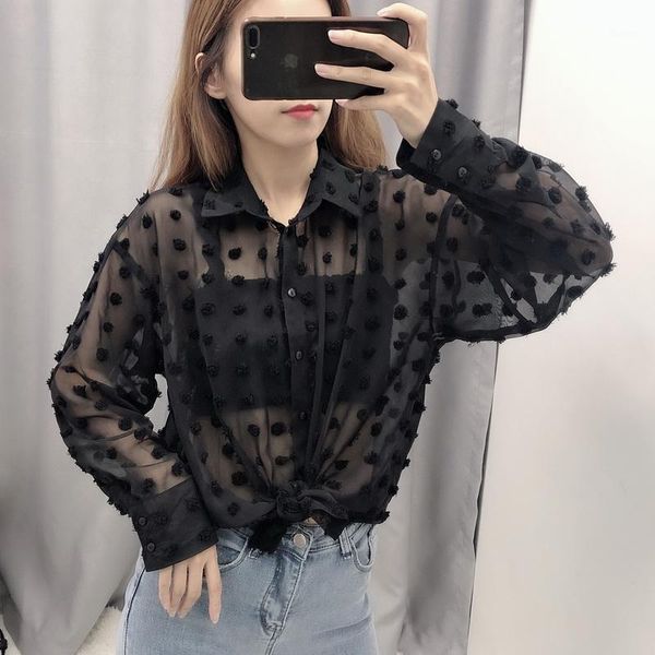 transparent women blouse autumn 2019 new fashion embroidery dot modern lady see through black chiffon shirts1, White
transparent women blouse autumn 2019 new fashion embroidery dot modern lady see through black chiffon shirts1, White
