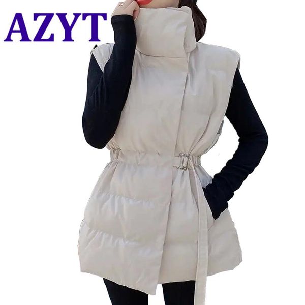 women's vests azyt winter women chic cotton down vest with belt 2021 korean slim sleeveless jacket for elegant lady waistcoat, Black;white
women's vests azyt winter women chic cotton down vest with belt 2021 korean slim sleeveless jacket for elegant lady waistcoat, Black;white