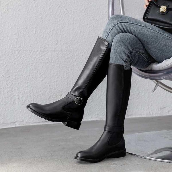 boots riding women's winter shoes cow leather classic belt buckle keep warm knight mujer, Black
boots riding women's winter shoes cow leather classic belt buckle keep warm knight mujer, Black