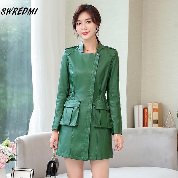 women's leather & faux coat long trench rivet eqaulet jacket female slim fashion plus size s-4xl jackets swredmi, Black 
women's leather & faux coat long trench rivet eqaulet jacket female slim fashion plus size s-4xl jackets swredmi, Black