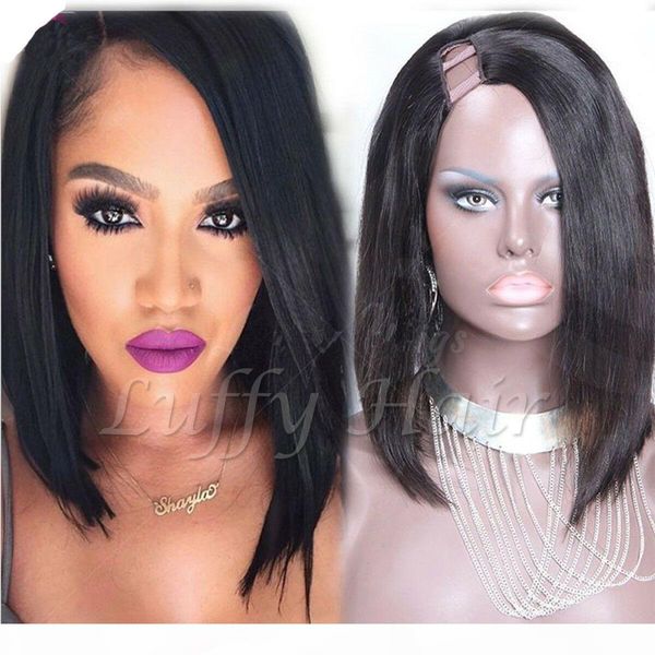 short straight u part bob wig human hair virgin brazilian remy human hair wig middle right left u part 1"x4, Black;brown
short straight u part bob wig human hair virgin brazilian remy human hair wig middle right left u part 1"x4, Black;brown