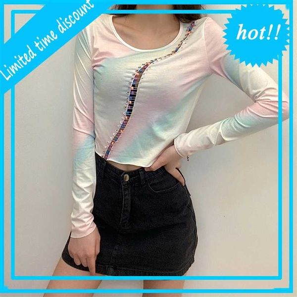 2021 autumn new long sleeve round neck irregular corny pin stitching for women, White
2021 autumn new long sleeve round neck irregular corny pin stitching for women, White