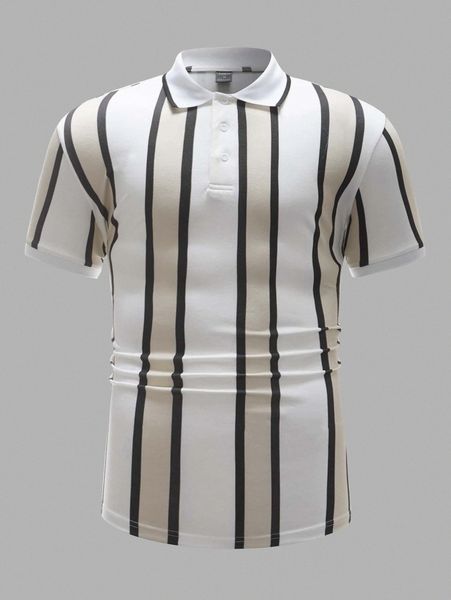 men striped print polo shirt o4xa#, White;black