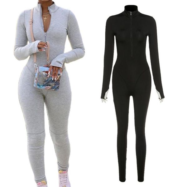 women long sleeve turtleneck jumpsuit half zipper deep v-neck rompers solid color bodycon leggings playsuit sports clubwear, Black;white
women long sleeve turtleneck jumpsuit half zipper deep v-neck rompers solid color bodycon leggings playsuit sports clubwear, Black;white