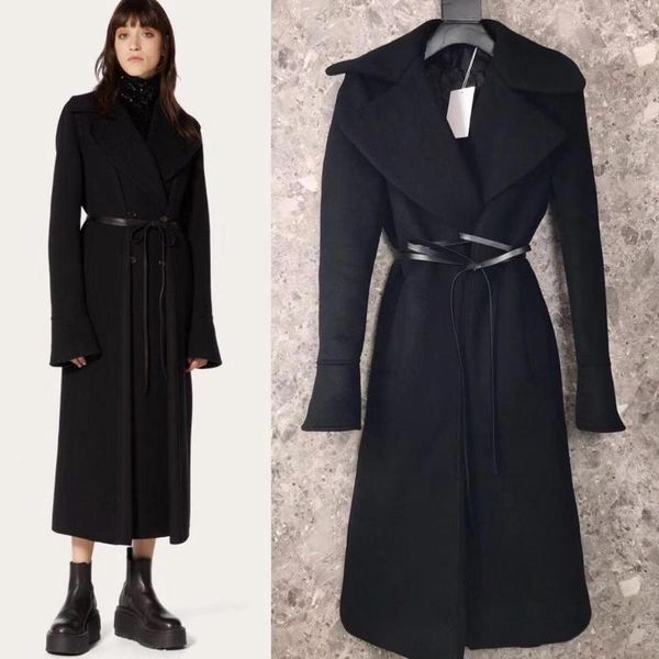 women's wool & blends arrival 2021 winter coat women genuine leather belt elegant black long
women's wool & blends arrival 2021 winter coat women genuine leather belt elegant black long