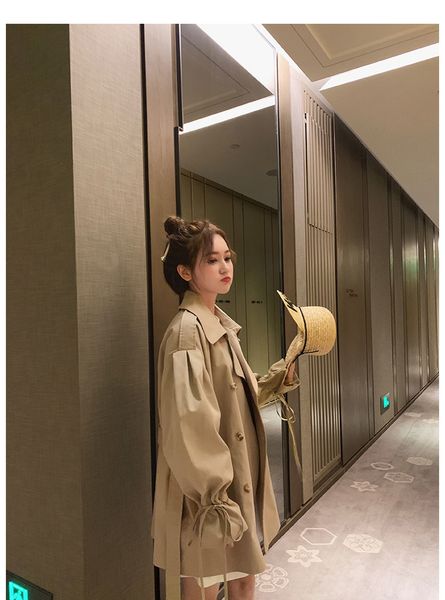 2021 new women's khaki jacket solid color double lapel breasted thin splicing cool casual coat sleeve jznk, Tan;black
2021 new women's khaki jacket solid color double lapel breasted thin splicing cool casual coat sleeve jznk, Tan;black