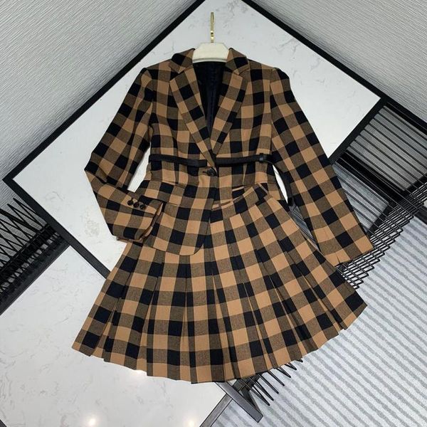 preppy style khaki plaid leather belt blazer suit 2 piece set with mini pleated skirt casual outfit brand sets, Gray
preppy style khaki plaid leather belt blazer suit 2 piece set with mini pleated skirt casual outfit brand sets, Gray
