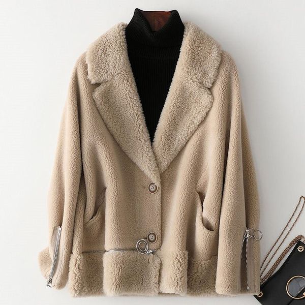 women 2019 winter real fur coat plush genuine wool blends coat female oversized suede liner natural sheep shearing jacket k317, Black
women 2019 winter real fur coat plush genuine wool blends coat female oversized suede liner natural sheep shearing jacket k317, Black