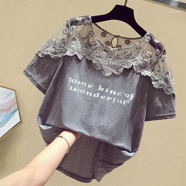 women's t-shirt 2021 summer women's short sleeves lace patchwork letter tee girls pullover casual tees a29321, White
women's t-shirt 2021 summer women's short sleeves lace patchwork letter tee girls pullover casual tees a29321, White