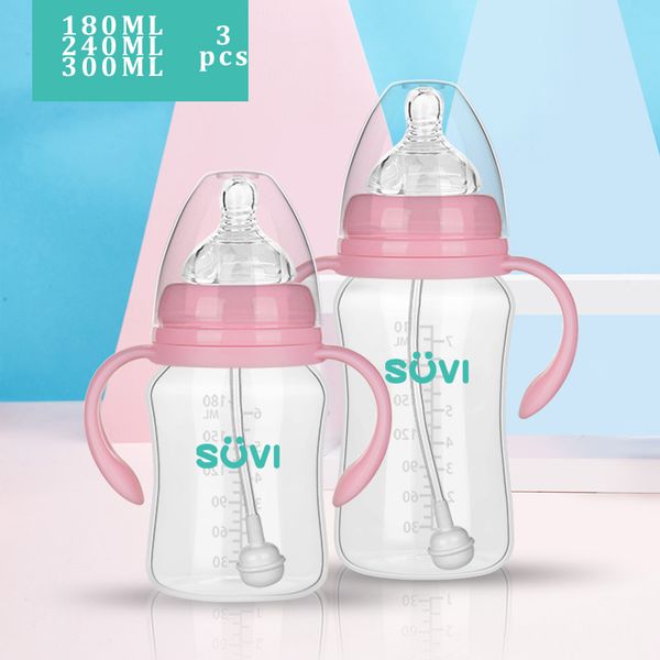 3pcs baby pp milk bottle newborn breaskfeeding bottle with handle straw anti-colic drinking water bottle 180/240/300ml c1002
3pcs baby pp milk bottle newborn breaskfeeding bottle with handle straw anti-colic drinking water bottle 180/240/300ml c1002