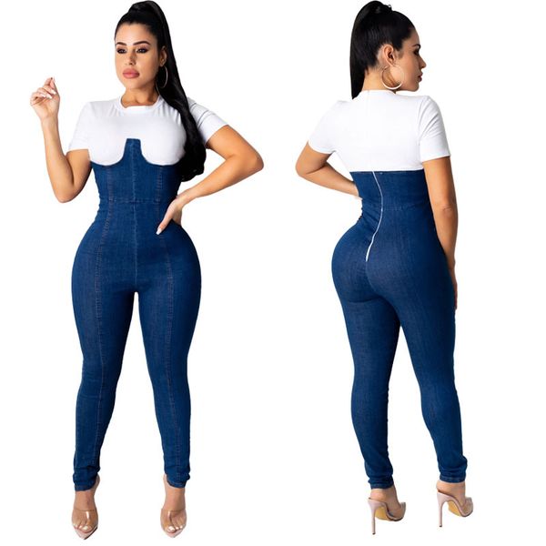 high waist denim jumpsuits womens fashion hip patchwork fashion night club clothing casual elegant women skinny rompers, Black;white
high waist denim jumpsuits womens fashion hip patchwork fashion night club clothing casual elegant women skinny rompers, Black;white
