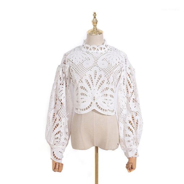 women's blouses & shirts blouse short women hollow out vintage retro runway designer lady lantern long sleeve stand collar, White
women's blouses & shirts blouse short women hollow out vintage retro runway designer lady lantern long sleeve stand collar, White
