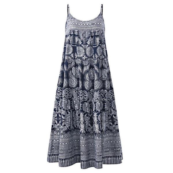women dresses summer women boho sleeveless floral print spaghetti straps large hem loose long dress, Black;gray
women dresses summer women boho sleeveless floral print spaghetti straps large hem loose long dress, Black;gray