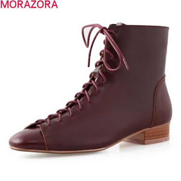 morazora 2020 new arrival women genuine leather low heel square toe comfortable lace up ankle boots for woman black q1104
morazora 2020 new arrival women genuine leather low heel square toe comfortable lace up ankle boots for woman black q1104