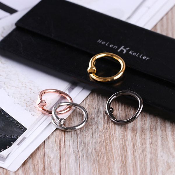 fashion 18k rose gold screw nail ring titanium steel inlaid diamond card home couple ring jewelry, Silver