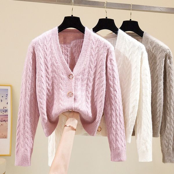 new autumn and winter 2020, long sleeve loose knitted sweater cardigan, solid color warm thick, large women's fashion, White;black
new autumn and winter 2020, long sleeve loose knitted sweater cardigan, solid color warm thick, large women's fashion, White;black