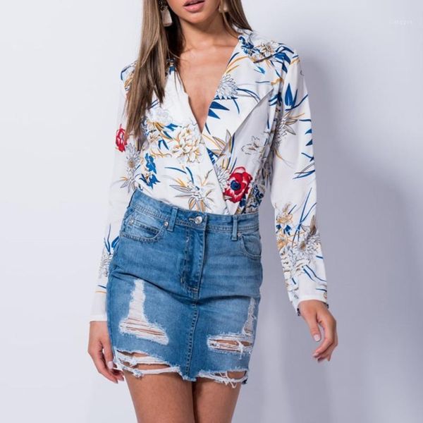 women elastic floral print bodysuit leotard rompers bodysuit long sleeve1, White
women elastic floral print bodysuit leotard rompers bodysuit long sleeve1, White