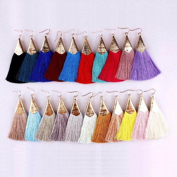 gold tone polished arrowhead metallic smoothly fringe silk tassel dangle drops statement earrings for women boho design tassel, Silver
gold tone polished arrowhead metallic smoothly fringe silk tassel dangle drops statement earrings for women boho design tassel, Silver