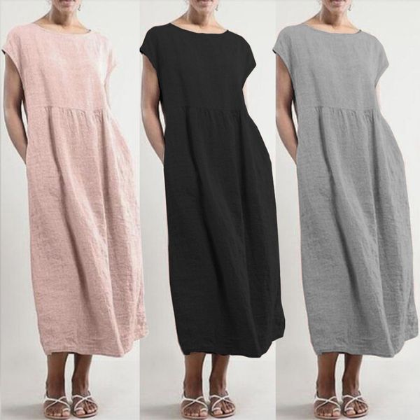 2021 summer new style european and american solid color sleeveless loose pocket cotton and linen dress, Black;gray
2021 summer new style european and american solid color sleeveless loose pocket cotton and linen dress, Black;gray