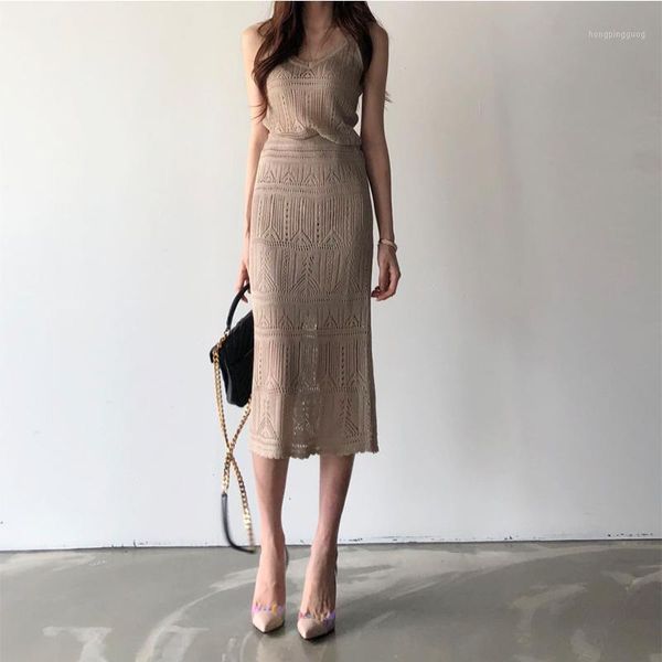 summer 2 piece set women casual outfit knitted skirt suit clothing set solid color spaghetti strap and midi knit skirts1, Gray
summer 2 piece set women casual outfit knitted skirt suit clothing set solid color spaghetti strap and midi knit skirts1, Gray