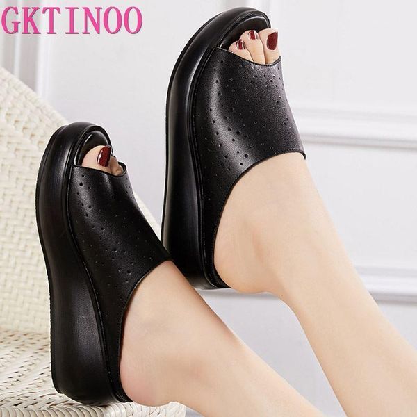 slippers gktinoo women slipper's 2021 ladies summer shoes hollow out wedges heels fashion genuine leather platform1, Black
slippers gktinoo women slipper's 2021 ladies summer shoes hollow out wedges heels fashion genuine leather platform1, Black