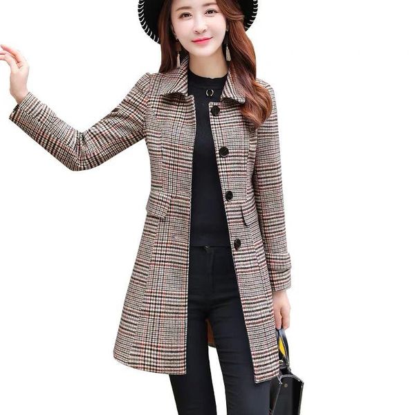 women's trench coats spring autumn mid-long coat outwear plaid windbreaker casual female clothes, Tan;black
women's trench coats spring autumn mid-long coat outwear plaid windbreaker casual female clothes, Tan;black