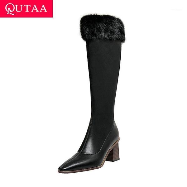 qutaa 2021 zipper winter knee high boots cow leather pu ladies shoes plush square high heel women short boots size 34-391, Black
qutaa 2021 zipper winter knee high boots cow leather pu ladies shoes plush square high heel women short boots size 34-391, Black