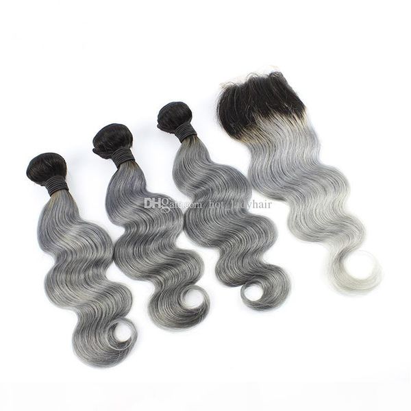 ombre 1b grey hair with closure 4x4 middle 3 way part two tone brazilian human hair weave with lace closure body wave, Black
ombre 1b grey hair with closure 4x4 middle 3 way part two tone brazilian human hair weave with lace closure body wave, Black