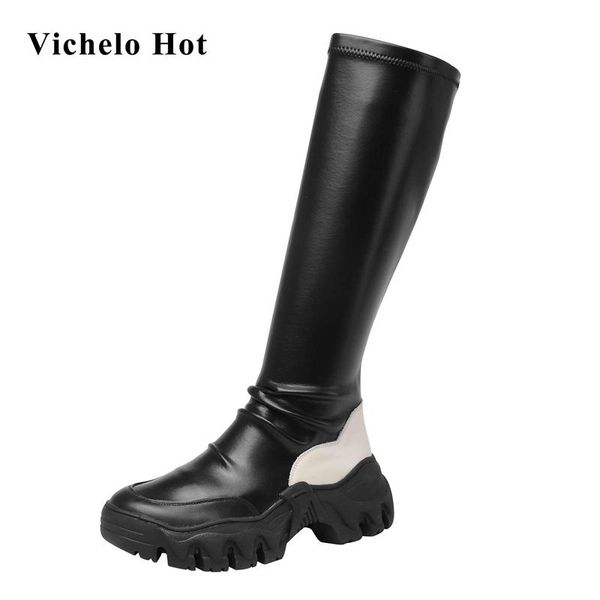 vichelo genuine leather round toe thick bottom mixed colors korean street pretty girls dating classic knee-high boots l67, Black
vichelo genuine leather round toe thick bottom mixed colors korean street pretty girls dating classic knee-high boots l67, Black