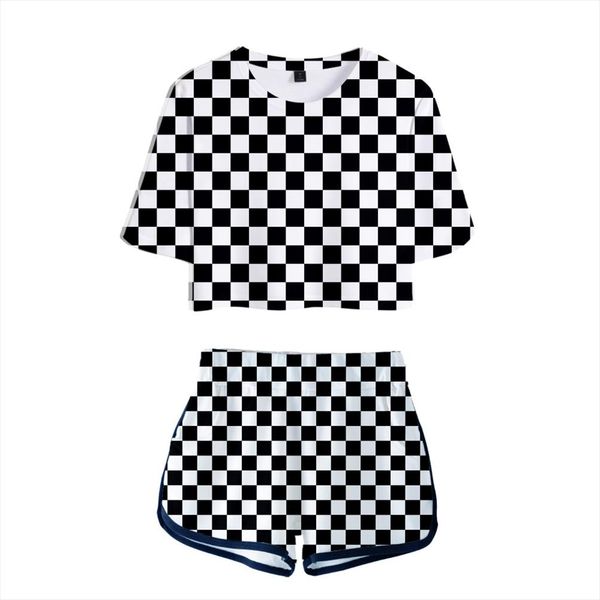 3d exposed navel t shirt shorts print ghost blade womens girls two piece sets casual summer 3d black and white plaid suits, Gray
3d exposed navel t shirt shorts print ghost blade womens girls two piece sets casual summer 3d black and white plaid suits, Gray