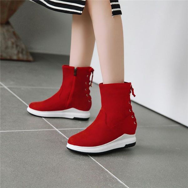 ymechic fashion new flock booties 2020 женщина клинья обувь повседневная назад кроссвязанная платформа baill boots красная черная желтая обу, Black
ymechic fashion new flock booties 2020 женщина клинья обувь повседневная назад кроссвязанная платформа baill boots красная черная желтая обу, Black