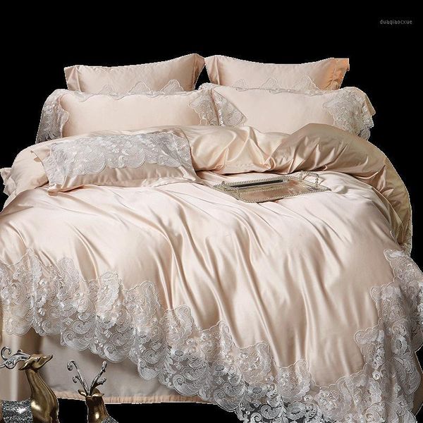 bedding sets high-end lace 4-piece set-style european and american-style solid color long-staple cotton silk bedsheet1
bedding sets high-end lace 4-piece set-style european and american-style solid color long-staple cotton silk bedsheet1