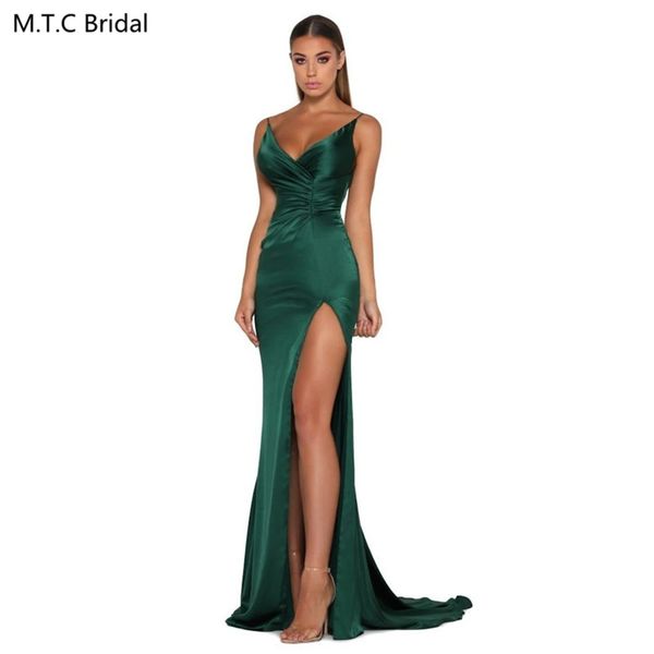 mermaid green long prom dresses new arrival high slit backless elastic satin plus size robe de soiree, Black
mermaid green long prom dresses new arrival high slit backless elastic satin plus size robe de soiree, Black