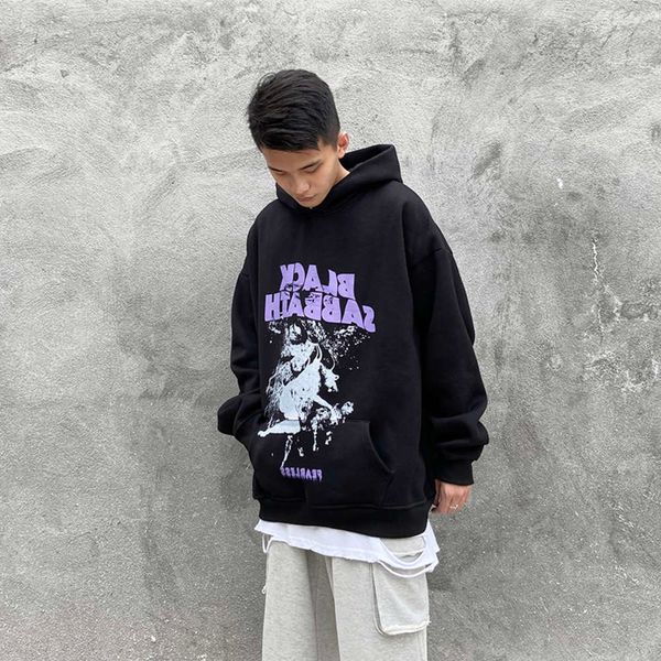 high men's street dark print style plush off shoulder sweater hip hop loose lazy trend hoodie, Black
high men's street dark print style plush off shoulder sweater hip hop loose lazy trend hoodie, Black